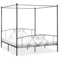 vidaXL Himmelbett-Gestell Grau Metall 180 x 200 cm