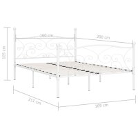 vidaXL Bettgestell mit Lattenrost Wei&szlig; Metall 160 &times; 200 cm