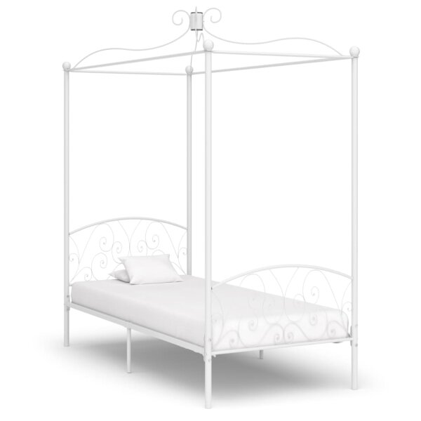 vidaXL Himmelbett-Gestell Wei&szlig; Metall 90 x 200 cm