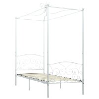 vidaXL Himmelbett-Gestell Wei&szlig; Metall 90 x 200 cm