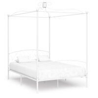 vidaXL Himmelbett-Gestell Wei&szlig; Metall 140 x 200 cm