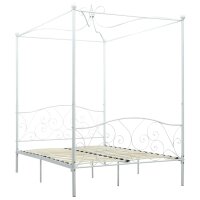 vidaXL Himmelbett-Gestell Wei&szlig; Metall 140 x 200 cm