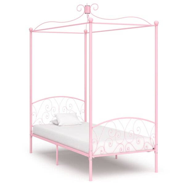 vidaXL Himmelbett-Gestell Rosa Metall 90 x 200 cm