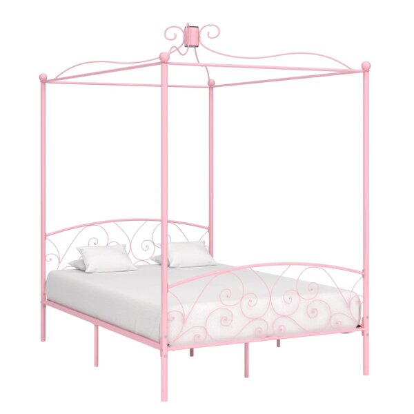 vidaXL Himmelbett-Gestell Rosa Metall 140 x 200 cm