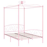 vidaXL Himmelbett-Gestell Rosa Metall 140 x 200 cm