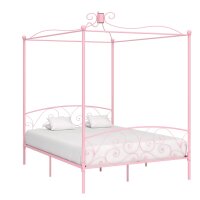 vidaXL Himmelbett-Gestell Rosa Metall 180 x 200 cm