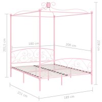 vidaXL Himmelbett-Gestell Rosa Metall 180 x 200 cm