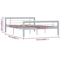 vidaXL Bettgestell Grau und Wei&szlig; Metall 140 &times; 200 cm