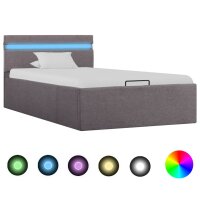 vidaXL Bett mit Bettkasten Hydraulisch mit LED Taupe...