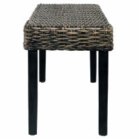 vidaXL Sitzbank 110 cm Schwarz Natur Kubu-Rattan und Massivholz Mango