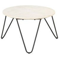 vidaXL Couchtisch Weiß 65x65x42 cm Echtstein in...