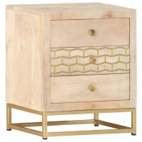 vidaXL Nachttisch Golden 40 x 30 x 50 cm Mango Massivholz