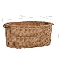 vidaXL Holzkorb mit Tragegriffen 78 x 54 x 34 cm Natur Weide