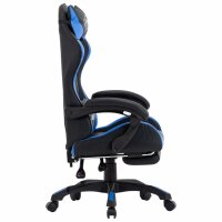 vidaXL Gaming-Stuhl mit Fußstütze Blau und Schwarz Kunstleder