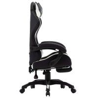 vidaXL Gaming-Stuhl mit Fußstütze Weiß und Schwarz Kunstleder