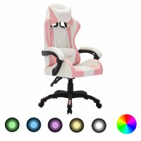 vidaXL Gaming-Stuhl mit RGB LED-Leuchten Rosa und Schwarz...