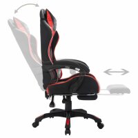 vidaXL Gaming-Stuhl mit RGB LED-Leuchten Rot und Schwarz Kunstleder