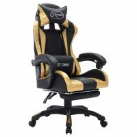 vidaXL Gaming-Stuhl mit RGB LED-Leuchten Gold und Schwarz Kunstleder