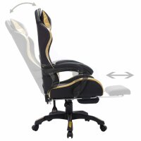 vidaXL Gaming-Stuhl mit RGB LED-Leuchten Gold und Schwarz Kunstleder