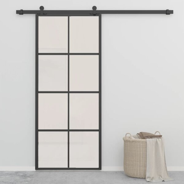 vidaXL Schiebet&uuml;r Aluminium und ESG Glas 90x205 cm Schwarz