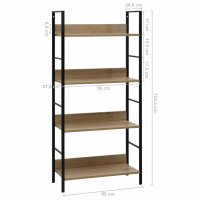 vidaXL B&uuml;cherregal 4 Regalb&ouml;den Eiche 60&times;27,6&times;124,5 cm Holzwerkstoff