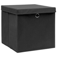 vidaXL Aufbewahrungsboxen mit Deckel 10 Stk. Schwarz 32&times;32&times;32 cm Stoff