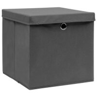 vidaXL Aufbewahrungsboxen mit Deckel 4 Stk. Grau 32&times;32&times;32 cm Stoff