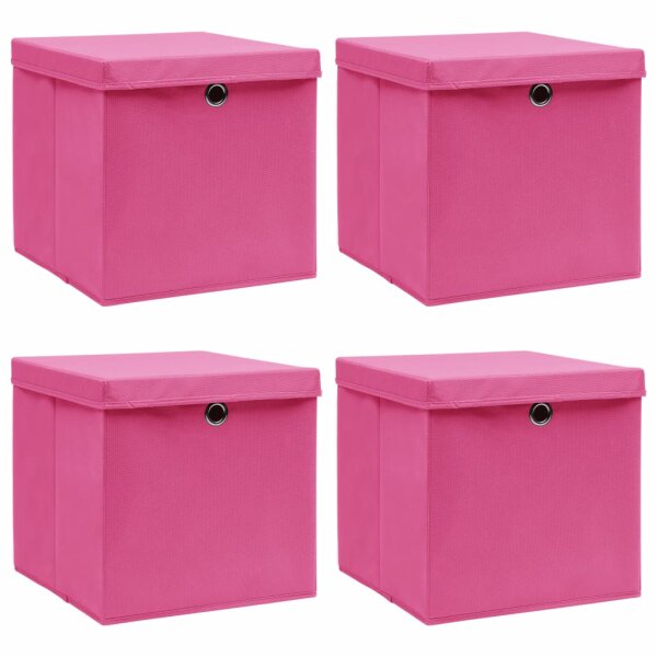 WOWONA Aufbewahrungsboxen mit Deckel 4 Stk. Rosa 32?32?32cm Stoff