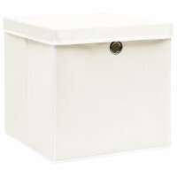 vidaXL Aufbewahrungsboxen mit Deckel 4 Stk. Weiß 32×32×32 cm Stoff