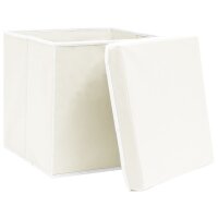 vidaXL Aufbewahrungsboxen mit Deckel 4 Stk. Weiß 32×32×32 cm Stoff