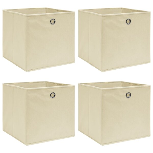 vidaXL Aufbewahrungsboxen 4 Stk. Creme 32x32x32 cm Stoff