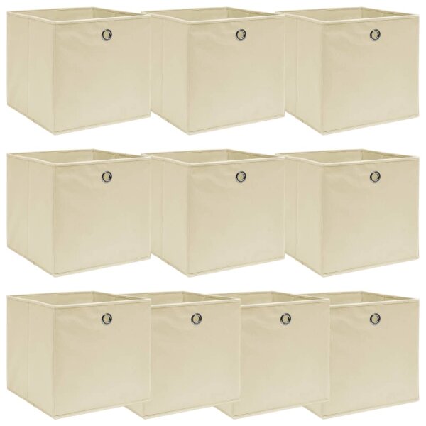 vidaXL Aufbewahrungsboxen 10 Stk. Creme 32x32x32 cm Stoff