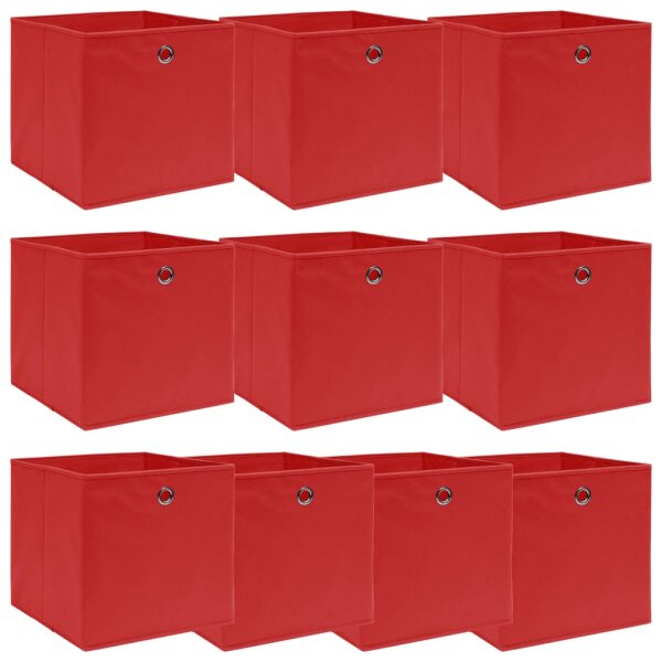 vidaXL Aufbewahrungsboxen 10 Stk. Rot 32&times;32&times;32 cm Stoff