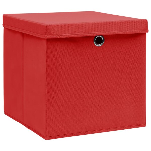 vidaXL Aufbewahrungsboxen mit Deckel 10 Stk. Rot 32&times;32&times;32cm Stoff