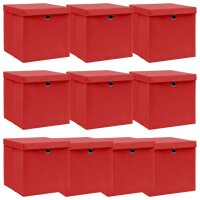 vidaXL Aufbewahrungsboxen mit Deckel 10 Stk. Rot...