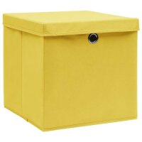 vidaXL Aufbewahrungsboxen mit Deckel 10 Stk. Gelb 32&times;32&times;32cm Stoff