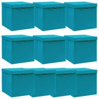 vidaXL Aufbewahrungsboxen mit Deckel 10 Stk. Babyblau 32×32×32cm Stoff
