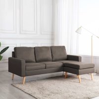 WOWONA 3-Sitzer-Sofa mit Hocker Taupe Stoff