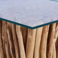 vidaXL Couchtisch mit Glasplatte 66x66x40 cm Massivholz Teak