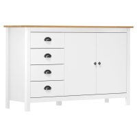 vidaXL Sideboard Hill Weiß 130x40x80 cm Massivholz...