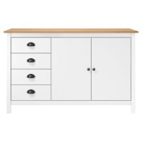 vidaXL Sideboard Hill Weiß 130x40x80 cm Massivholz...