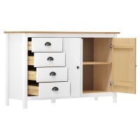 vidaXL Sideboard Hill Wei&szlig; 130x40x80 cm Massivholz Kiefer