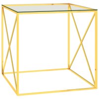 vidaXL Couchtisch Golden 55x55x55 cm Edelstahl und Glas