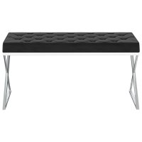 vidaXL Bank 97 cm Schwarz Samt und Edelstahl