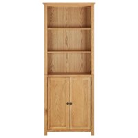 vidaXL B&uuml;cherregal mit 2 T&uuml;ren 70x30x180 cm Massivholz Eiche