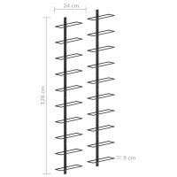 vidaXL Wand-Weinregale f&uuml;r 20 Flaschen 2 Stk. Schwarz Metall