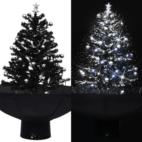 vidaXL Schneiender Weihnachtsbaum mit Schirmfu&szlig; Schwarz 75 cm PVC