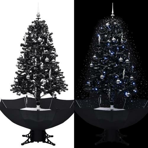 vidaXL Schneiender Weihnachtsbaum mit Schirmfu&szlig; Schwarz 170 cm PVC