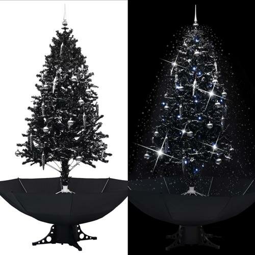 vidaXL Schneiender Weihnachtsbaum mit Schirmfu&szlig; Schwarz 190 cm PVC