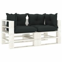 vidaXL Garten-Palettensofa 2-Sitzer mit Anthrazit-Kissen Holz